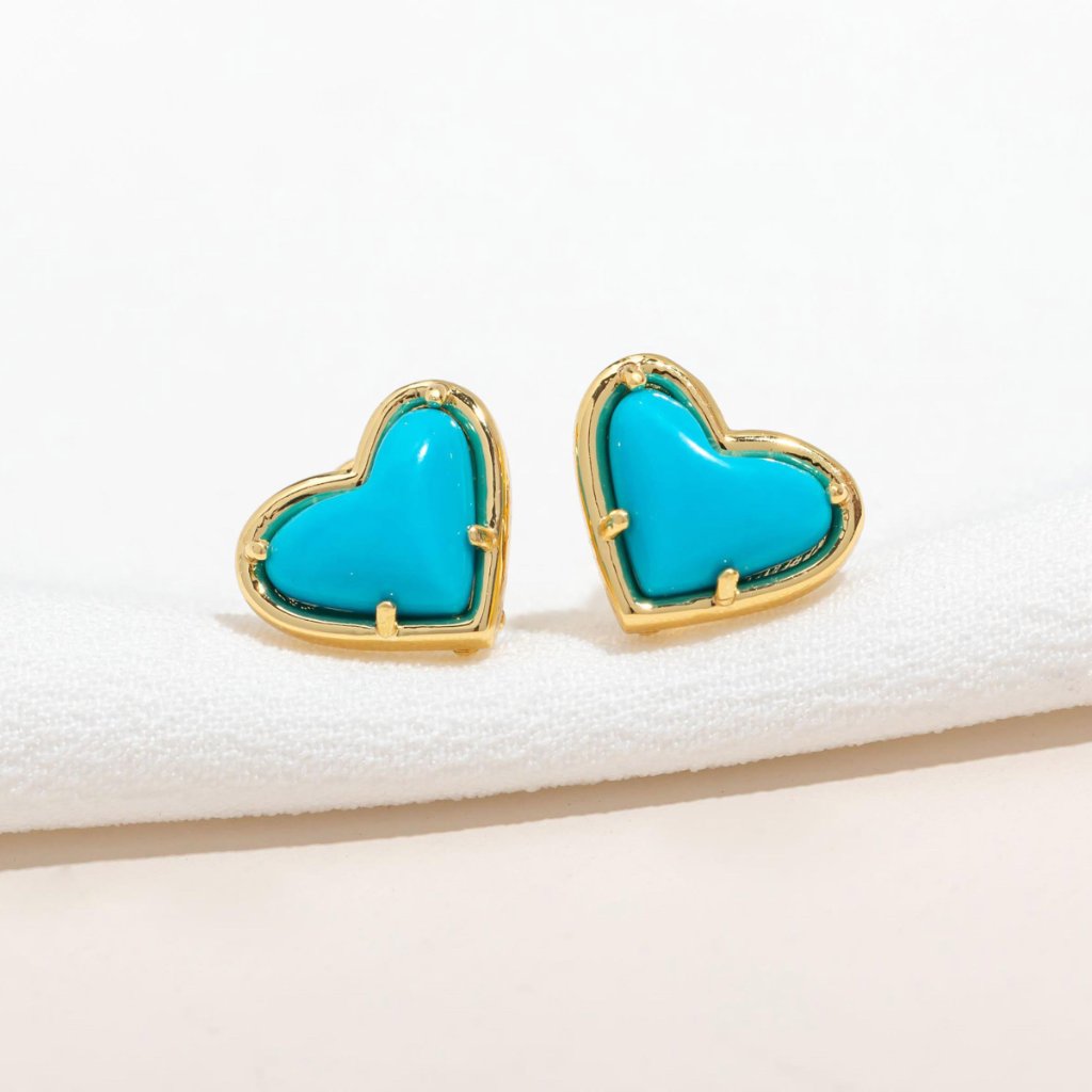 Alicia Bonnie Blue Turquoise Heart Stud Earrings Love Gift Bridal Everyday Wear
